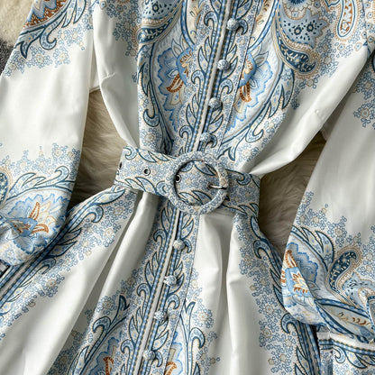 Petrin | Women's Dress with Floral Pattern and Belt