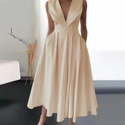 Rosiena | Draped evening dress with V-neckline for women