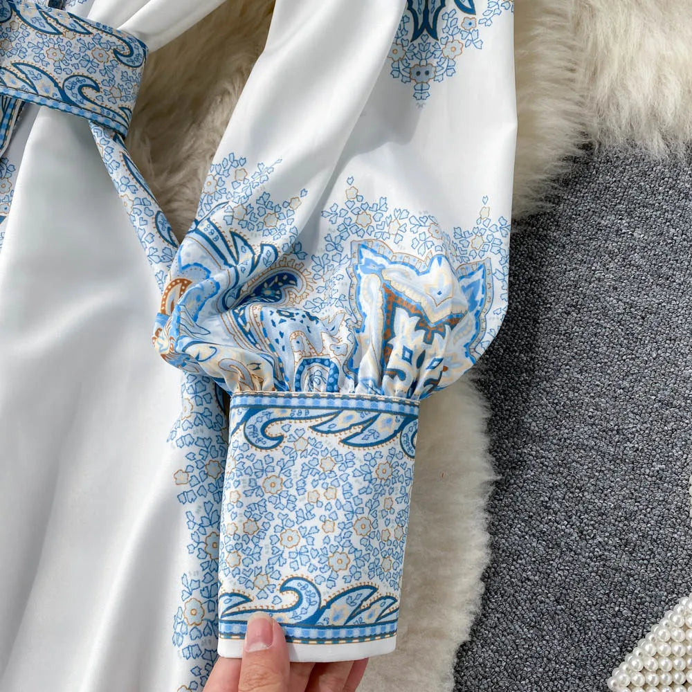 Petrin | Women's Dress with Floral Pattern and Belt