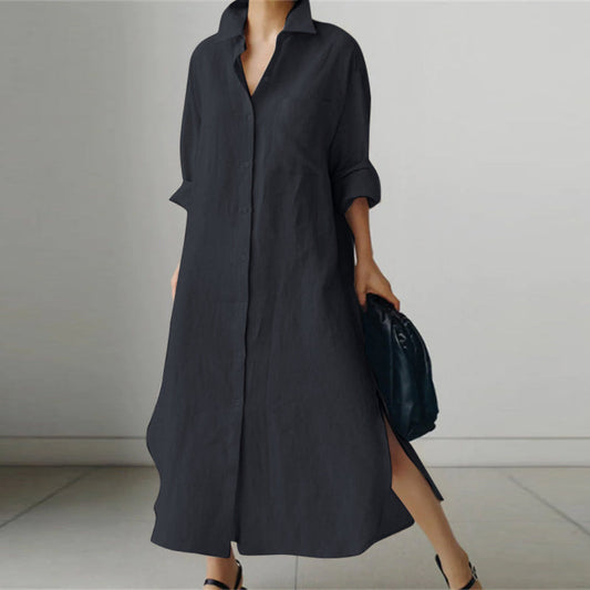 Robe Chemise Doudoune à Col V pour Femme | Maxi