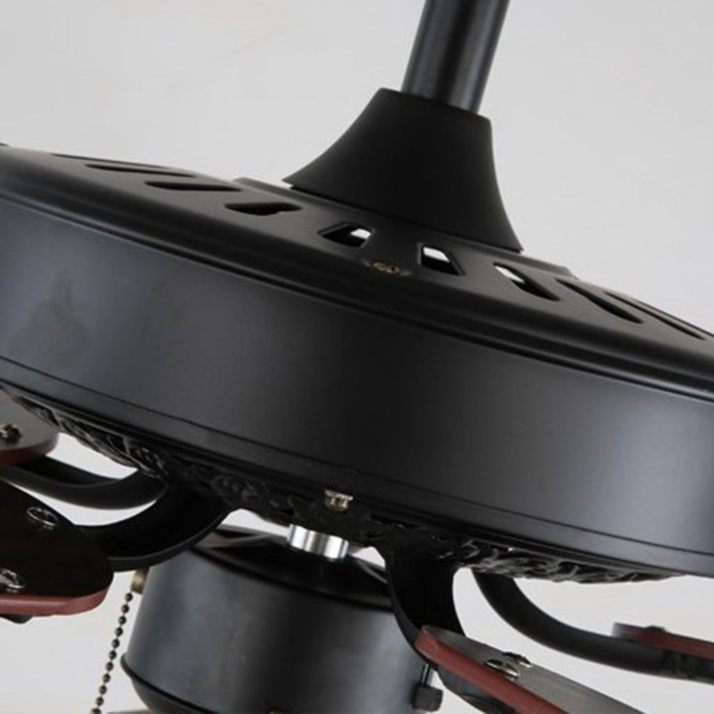 Ventilateur de plafond rétro industriel à demi-encastré avec lumière, noir, 5 pales