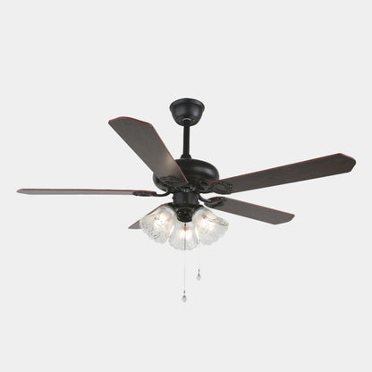Ventilateur de plafond rétro industriel à demi-encastré avec lumière, noir, 5 pales