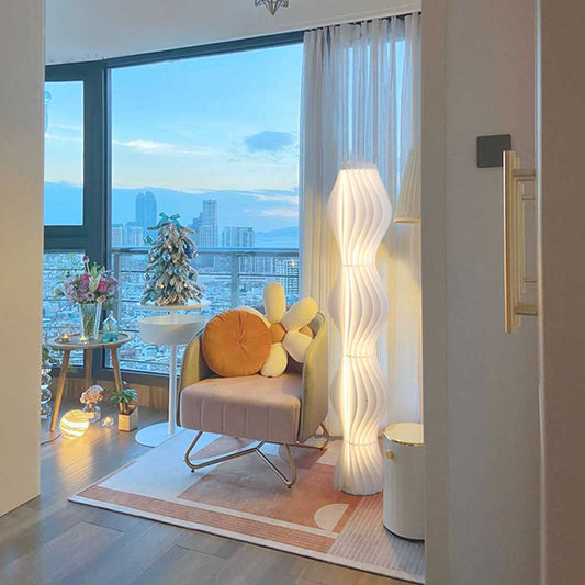 Lampe sur pied décorative scandinave en PVC blanc