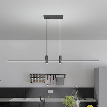 Suspension Minimaliste Linéaire LED avec spots, noir/or