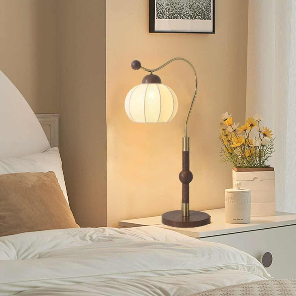 Lampe de table / lampe sur pied vintage avec abat-jour en tissu