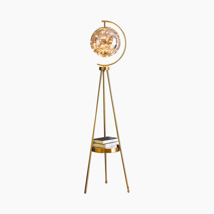 Lampadaire Trépied Unique Boule en Verre Fée avec Plateau