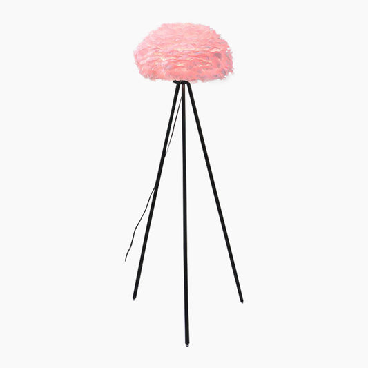 Ensemble de lampes sur pied et de lampes de table avec abat-jours en plumes d'oie, blanc/rose