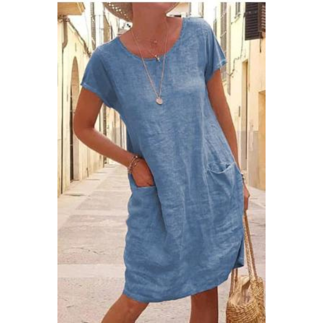 Ricarda | Solid round neck dress