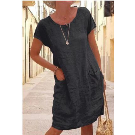Ricarda | Solid round neck dress