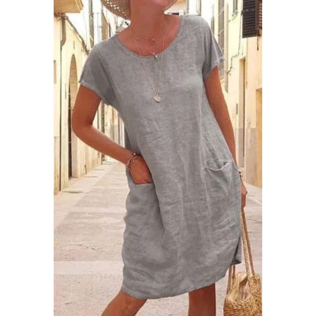 Ricarda | Solid round neck dress