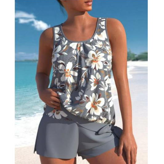 Adalina | Two-Tone Tankini Set with Floral Print for Women