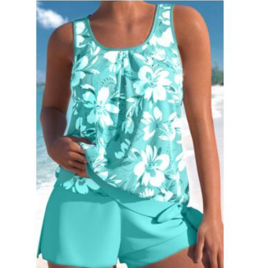 Adalina | Two-Tone Tankini Set with Floral Print for Women