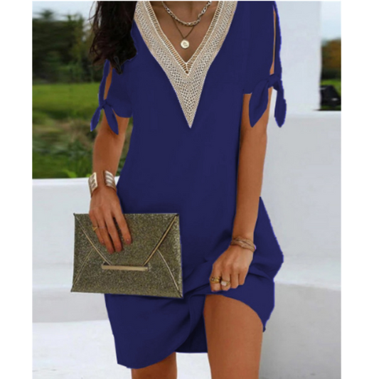 Rachelle | Elegant V-neck tunic dress for women | White