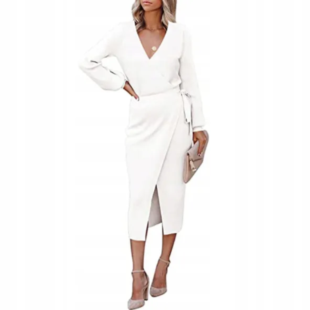 Opala | Elegant evening dress with V-neckline for women