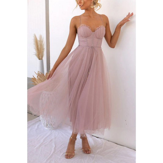 Elegant Dress with Thin Straps for Women | Maxi