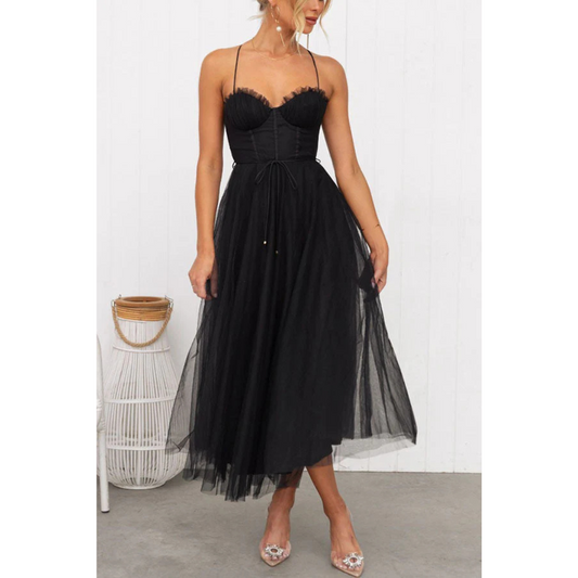 Elegant Dress with Thin Straps for Women | Maxi