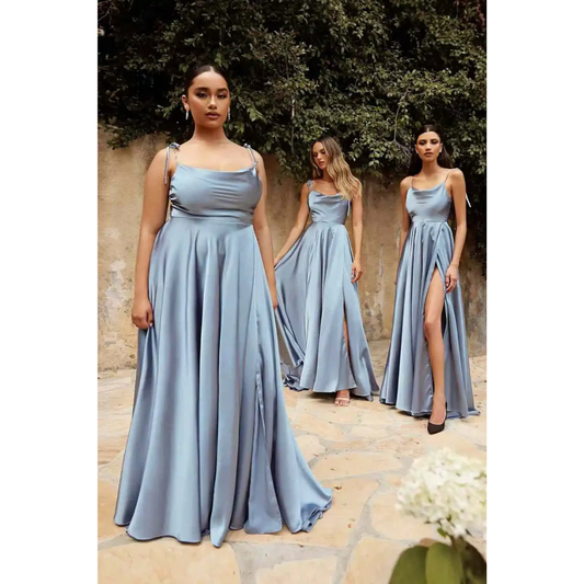 Robe maxi à bretelles spaghetti pour femmes avec fente haute