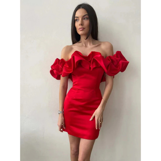 Robe Femme Volantée Sans Épaules | Mini