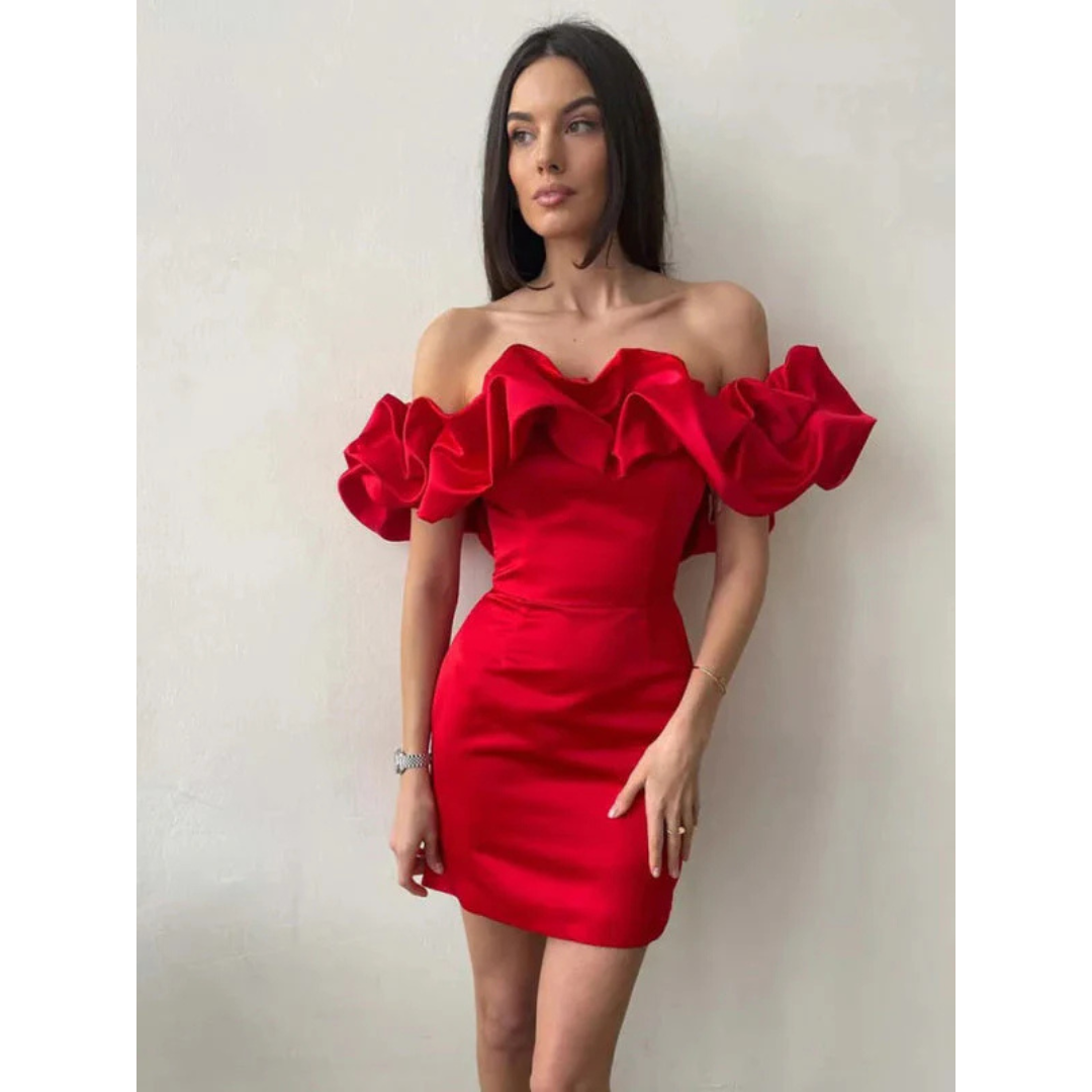 Robe Femme Volants Sans Épaules | Mini