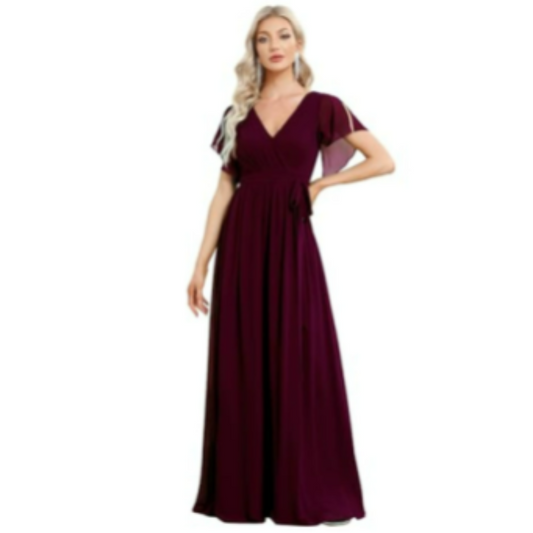 Robe Maxi A-Ligne à Décolleté en V pour Femmes