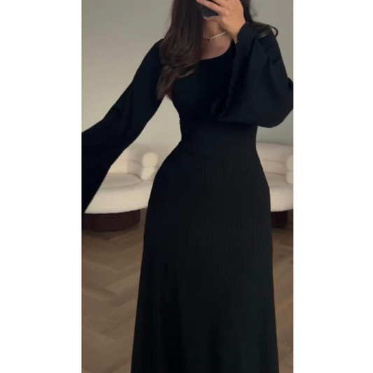 Robe Élégante pour Femmes avec Manches Longues et Drapés | Maxi