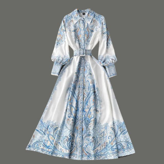 Petrin | Women's Dress with Floral Pattern and Belt