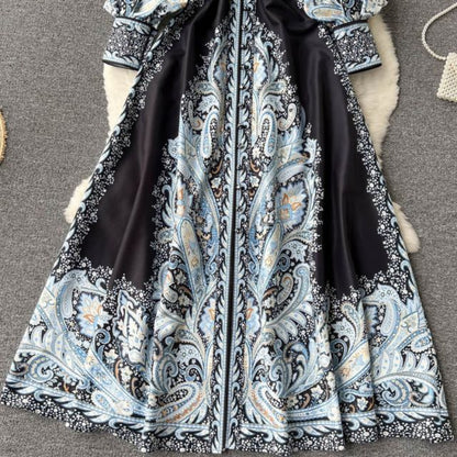 Petrin | Women's Dress with Floral Pattern and Belt