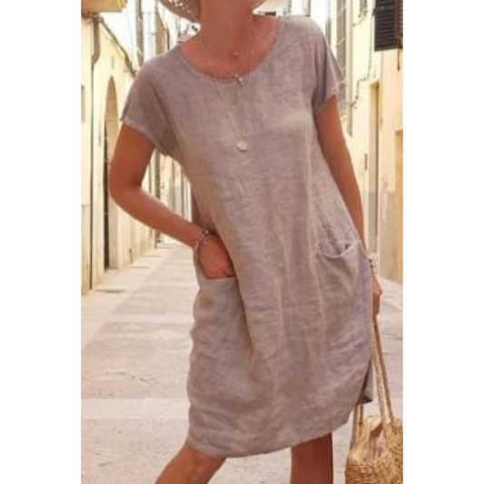 Ricarda | Solid round neck dress