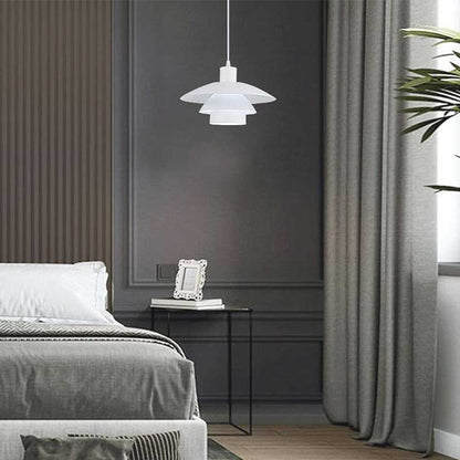 Suspension moderne iconique en aluminium avec 3 abat-jours pour salle à manger, blanc