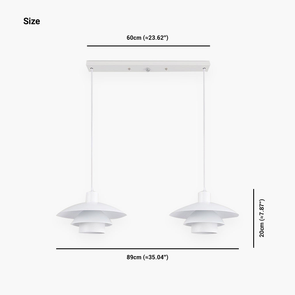 Suspension moderne iconique en aluminium avec 3 abat-jours pour salle à manger, blanc