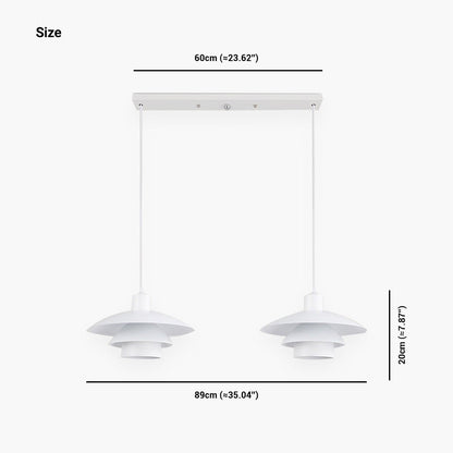 Suspension moderne iconique en aluminium avec 3 abat-jours pour salle à manger, blanc