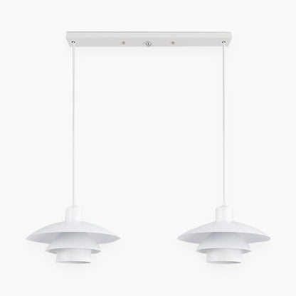 Suspension moderne iconique en aluminium avec 3 abat-jours pour salle à manger, blanc