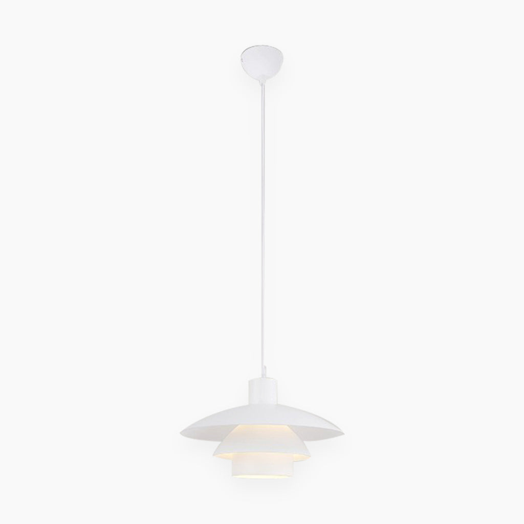 Suspension moderne iconique en aluminium avec 3 abat-jours pour salle à manger, blanc
