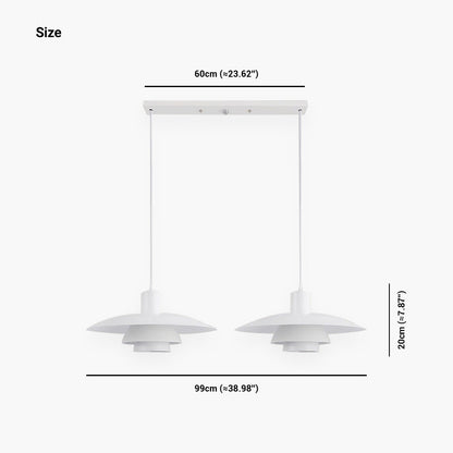 Suspension moderne iconique en aluminium avec 3 abat-jours pour salle à manger, blanc