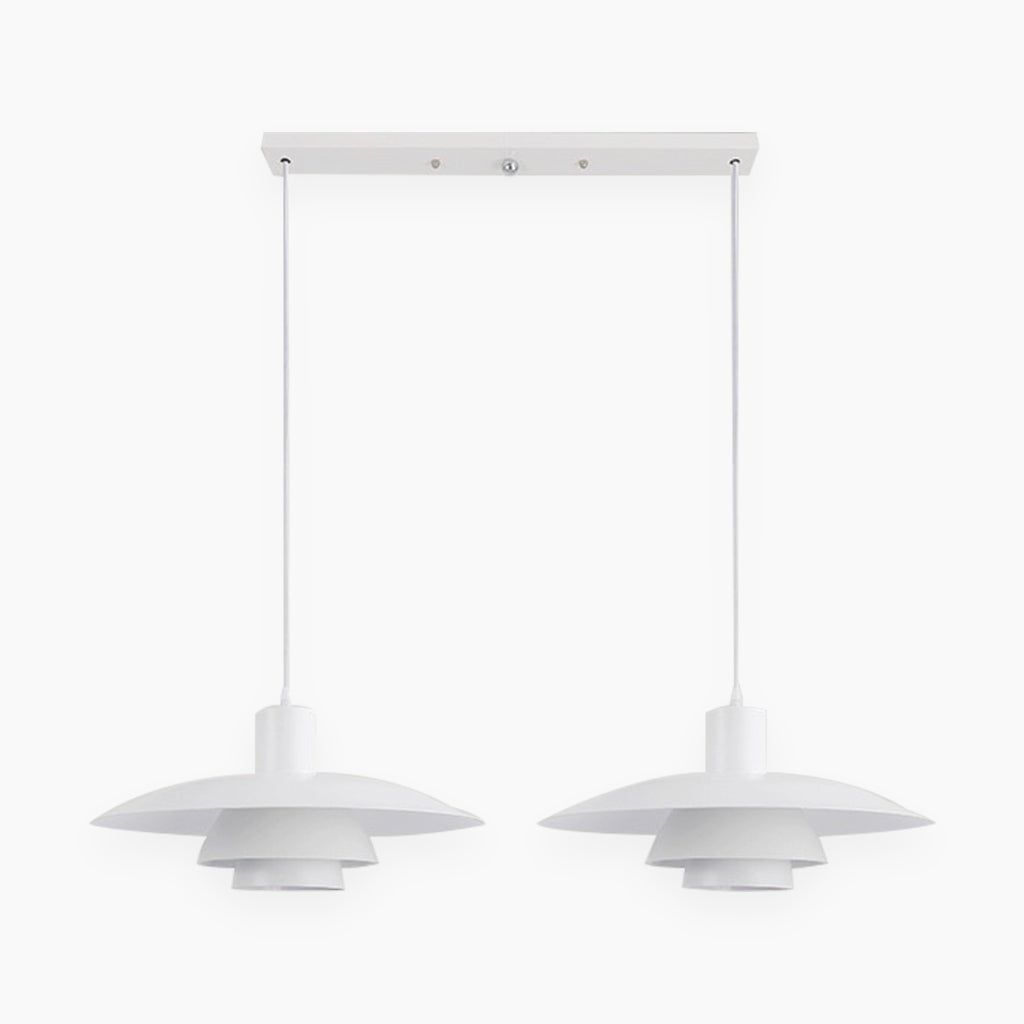 Suspension moderne iconique en aluminium avec 3 abat-jours pour salle à manger, blanc