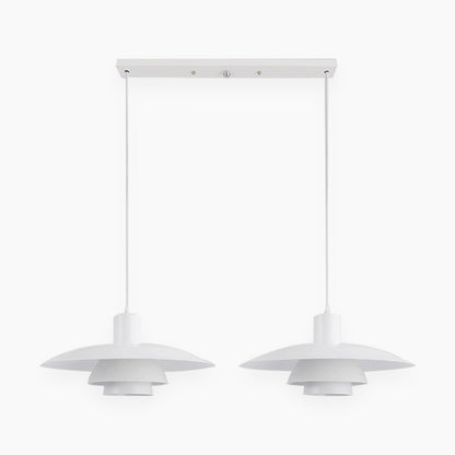 Suspension moderne iconique en aluminium avec 3 abat-jours pour salle à manger, blanc