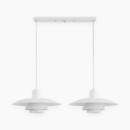 Suspension moderne iconique en aluminium avec 3 abat-jours pour salle à manger, blanc