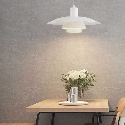 Suspension moderne iconique en aluminium avec 3 abat-jours pour salle à manger, blanc