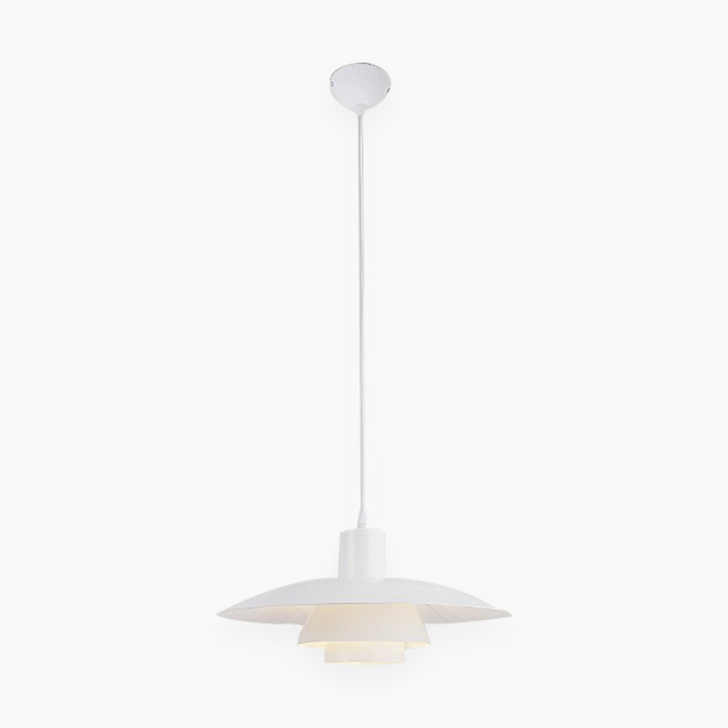 Suspension moderne iconique en aluminium avec 3 abat-jours pour salle à manger, blanc
