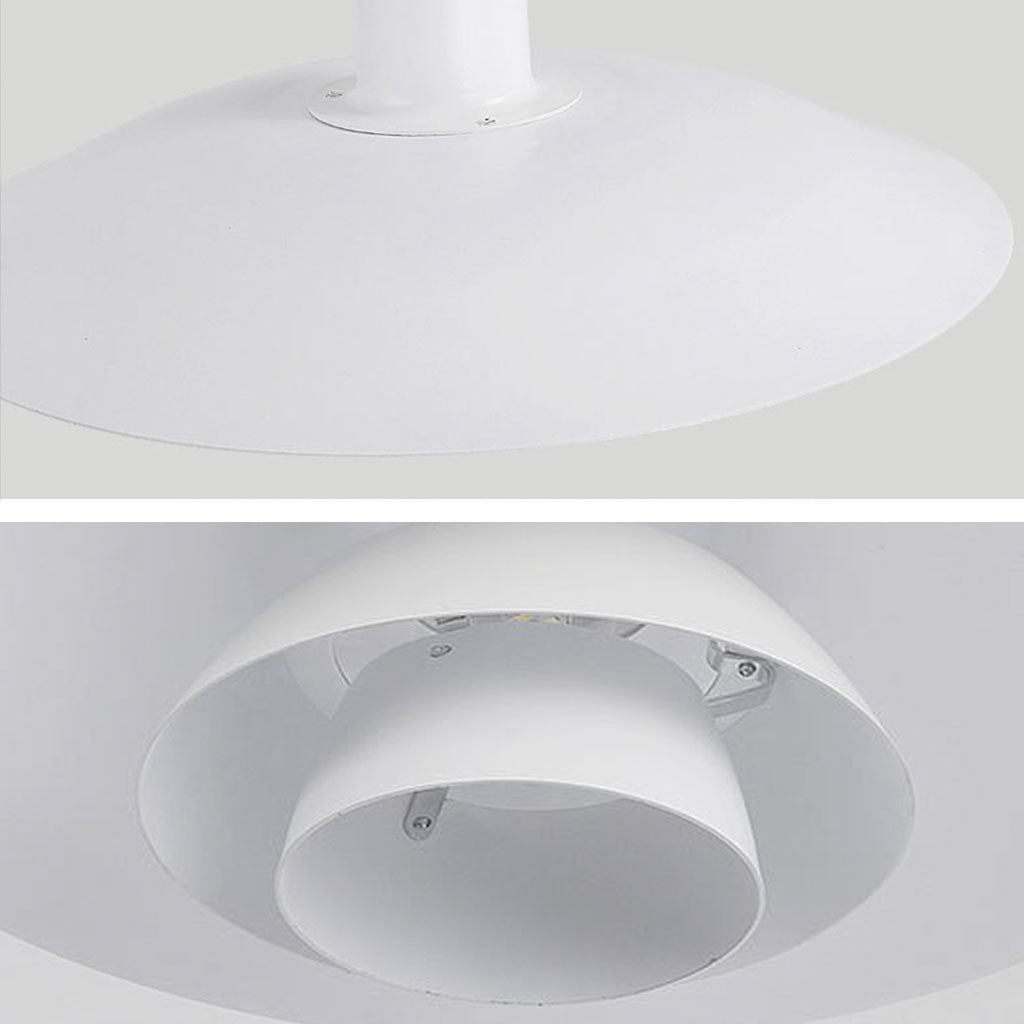 Suspension moderne iconique en aluminium avec 3 abat-jours pour salle à manger, blanc