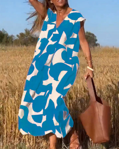 Amara™ - Robe maxi imprimée avec décolleté en V