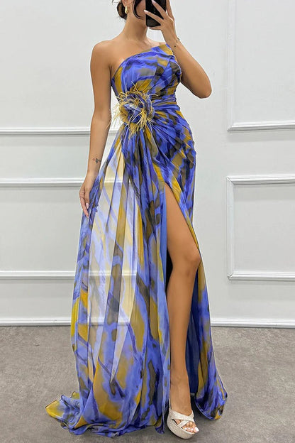 Robe de Mariage Asymétrique à Épaule D'un Côté pour Femme | Maxi