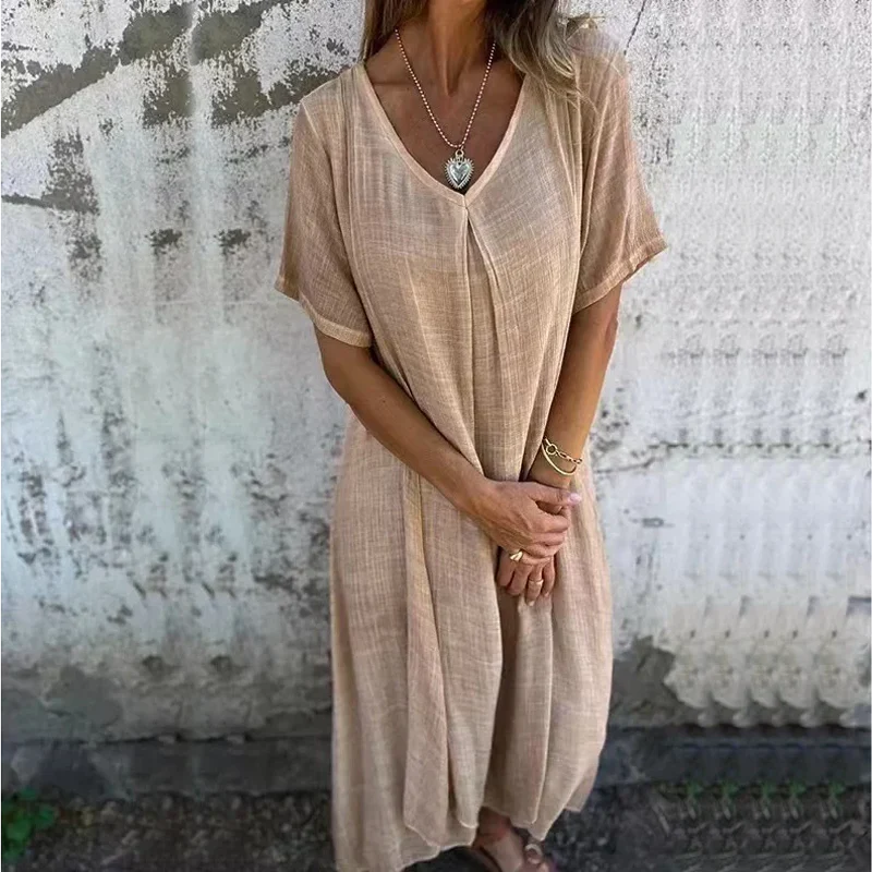 Leni | Robe avec décolleté en V et poches latérales