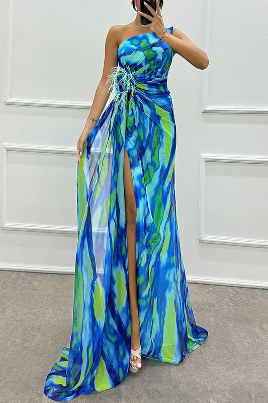 Asymmetric One-Shoulder Wedding Dress for Women | Maxi