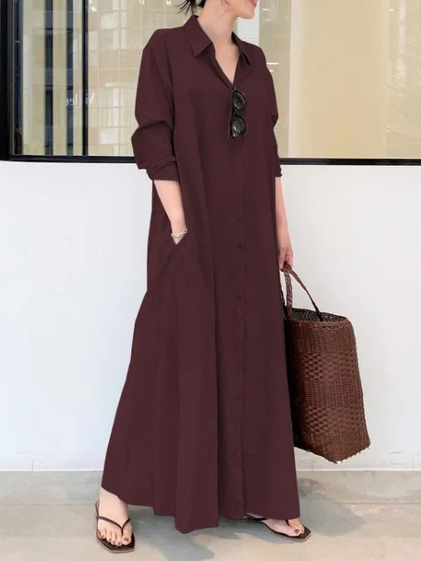 Stellania | Robe Maxi Femme Couleur Unie