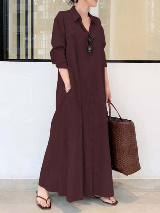 Stellania | Robe Maxi Femme Couleur Unie
