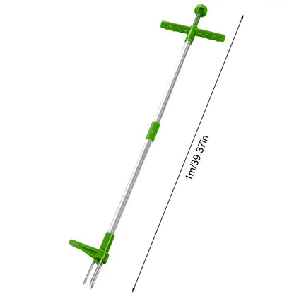 Long-handled weeding tool with pedal and claw design