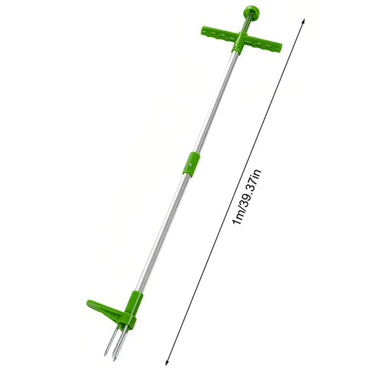 Outil de désherbage à long manche avec pédale et design en griffe