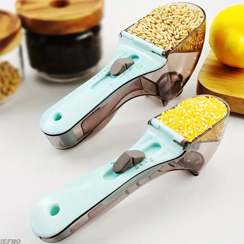 2Pcs Adjustable Measuring Cup and Measuring Spoon