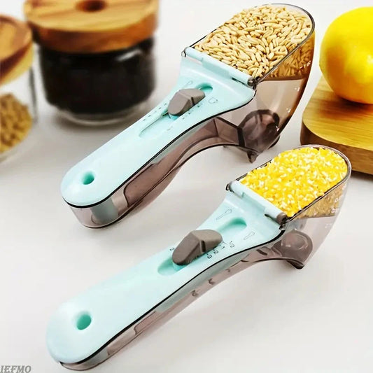 2Pcs Adjustable Measuring Cup and Measuring Spoon